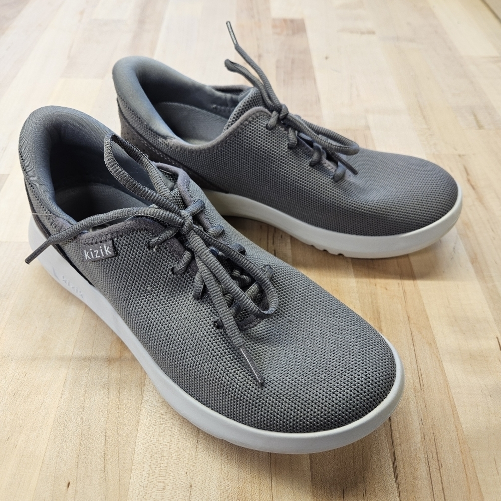 Kizik Madrid Eco Knit Gray Comfort Walking Shoes Mens Size 6W Womens 7.5 Wide